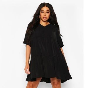 3X boohoo Black Smock Dress